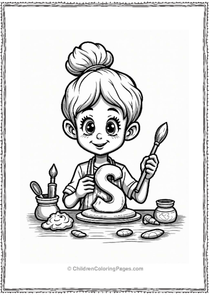 Friendly Artist Creating Letter S Sculpture Free PDF Printable