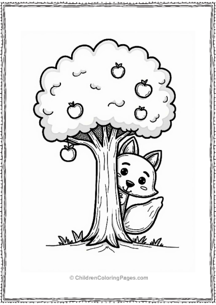 Friendly Fox Behind A Tree Free PDF Printable