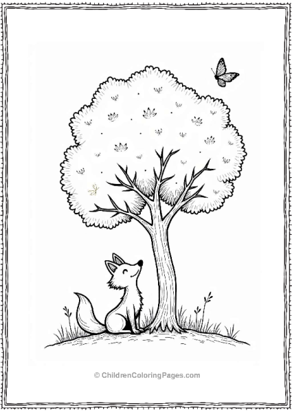 Friendly Fox Under A Tree Free PDF Printable