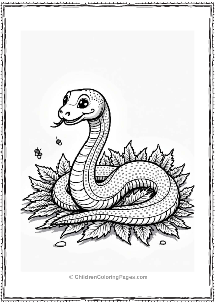 Friendly Snake Among Autumn Leaves Free PDF Printable