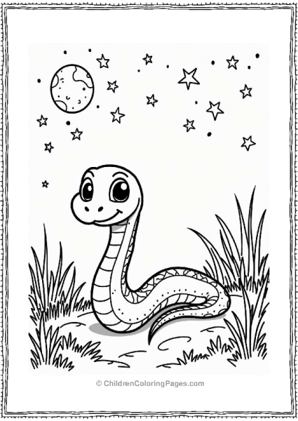 Friendly Snake Under Starlit Sky Free PDF Printable