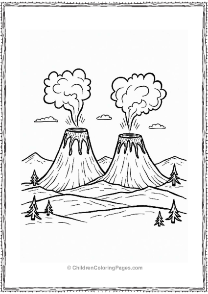 Friendly Volcanoes Erupting Free PDF Printable