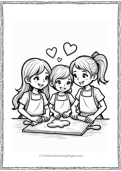 Friends Making Heart Shaped Cookies Free PDF Printable