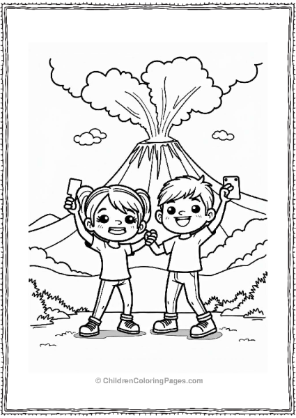 Friends Selfie By Erupting Volcano Free PDF Printable