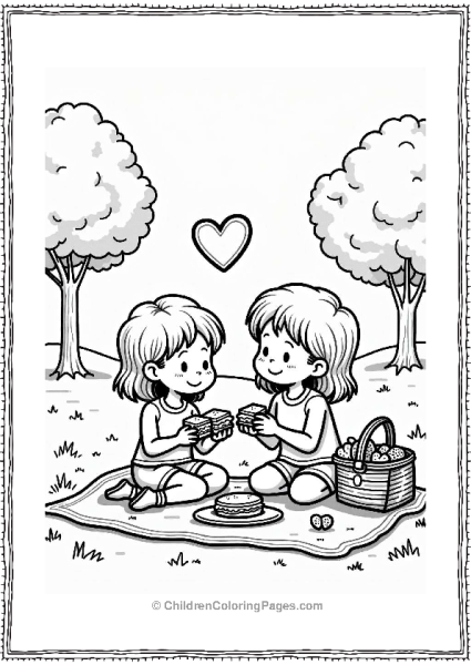 Friends Sharing A Picnic Free PDF Printable