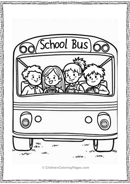 Friends Sharing Snacks On The School Bus Free PDF Printable