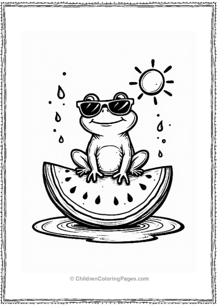 Frog On A Watermelon Free PDF Printable