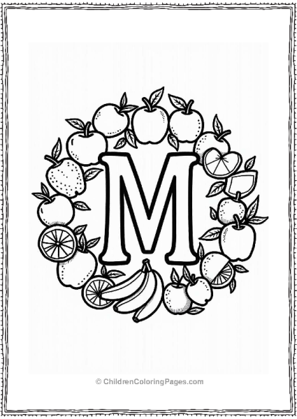 Fruit And Letter M Mandala Free PDF Printable