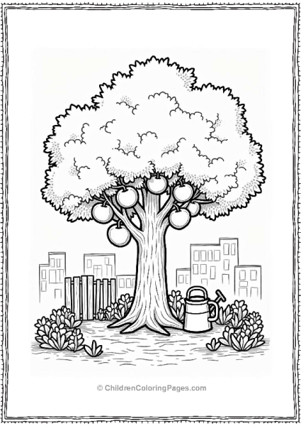 Fruit Tree In An Urban Garden Free PDF Printable