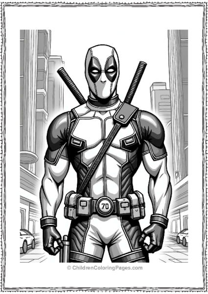 Futuristic Deadpool In A Neon City Free PDF Printable