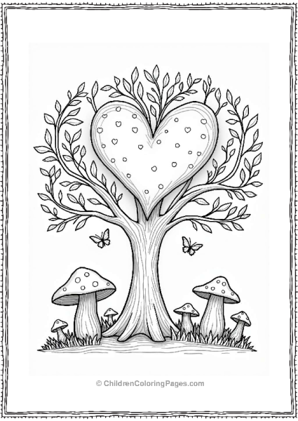 Glowing Heart Tree With Butterflies Free PDF Printable