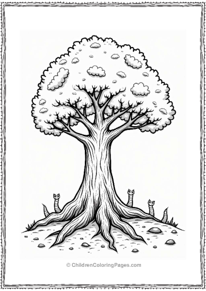 Gnarled Tree Root With Earthworms Free PDF Printable