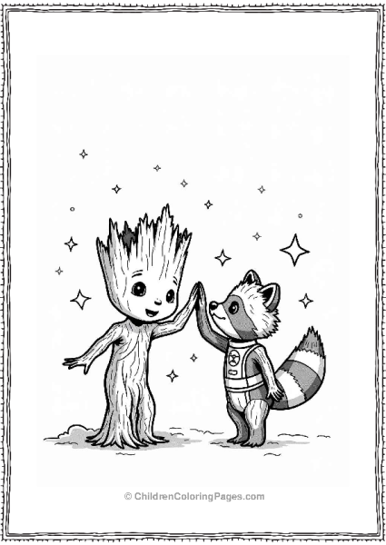 Groot And Rocket High Five Free PDF Printable