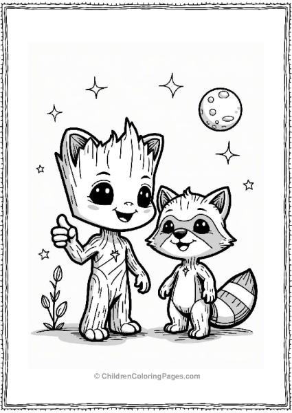 Groot And Rocket Raccoon Thumbs Up Free PDF Printable