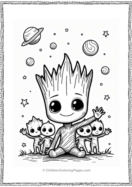 Groot And The Alien Friends Free PDF Printable