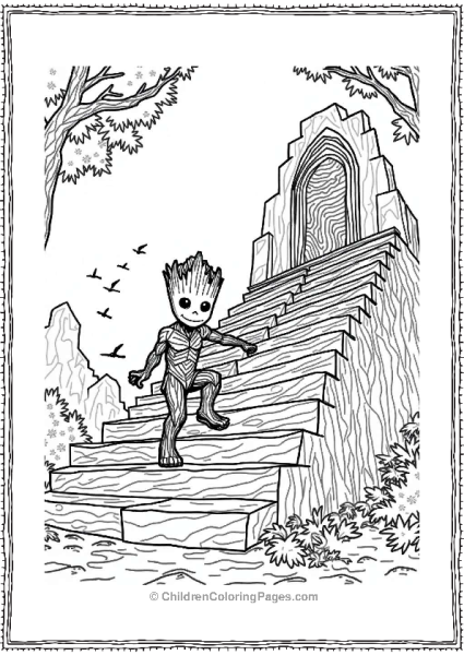 Groot Climbing A Temple Free PDF Printable