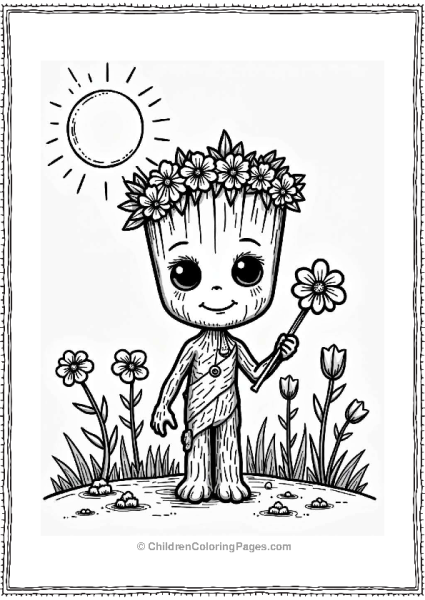 Groot Crafting A Flower Crown Free PDF Printable