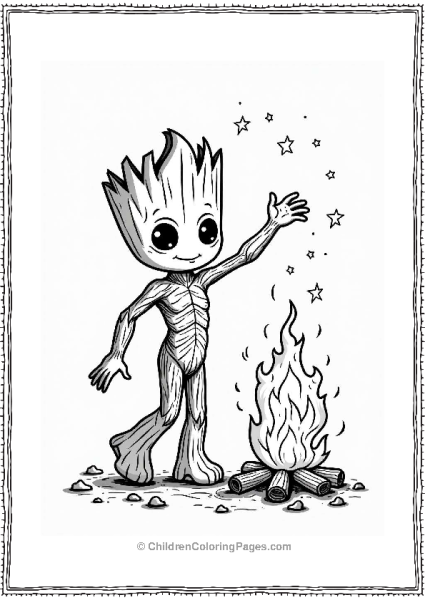 Groot Dancing By The Campfire Free PDF Printable