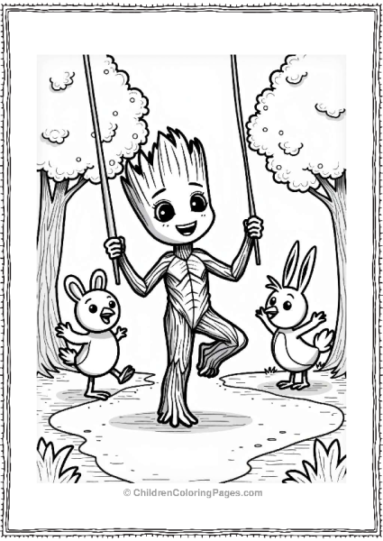 Groot Dancing With Friends In The Park Free PDF Printable