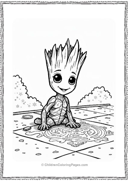 Groot Drawing With Chalk Free PDF Printable