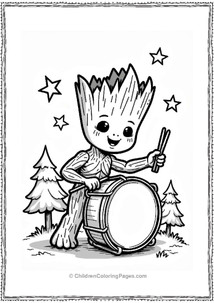 Groot Drumming On A Bongo Free PDF Printable