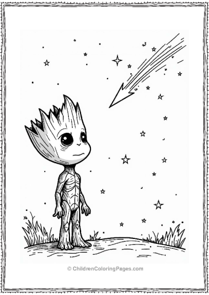 Groot Gazing At A Shooting Star Free PDF Printable