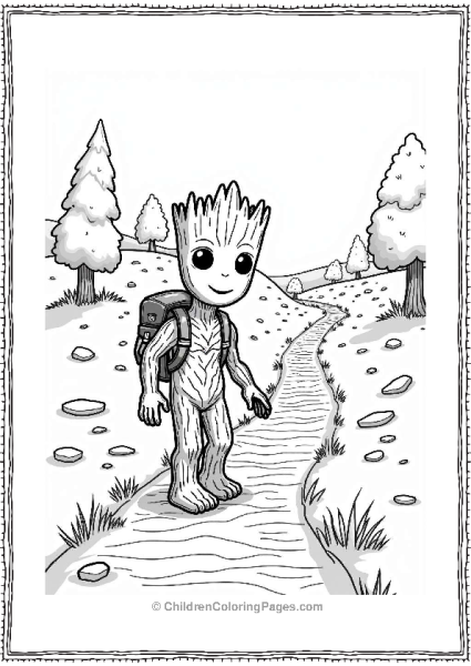 Groot Hiking On A Scenic Trail Free PDF Printable