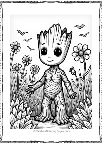 Groot In A Colorful Garden Free PDF Printable