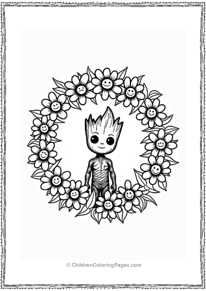 Groot In A Flower Circle Free PDF Printable