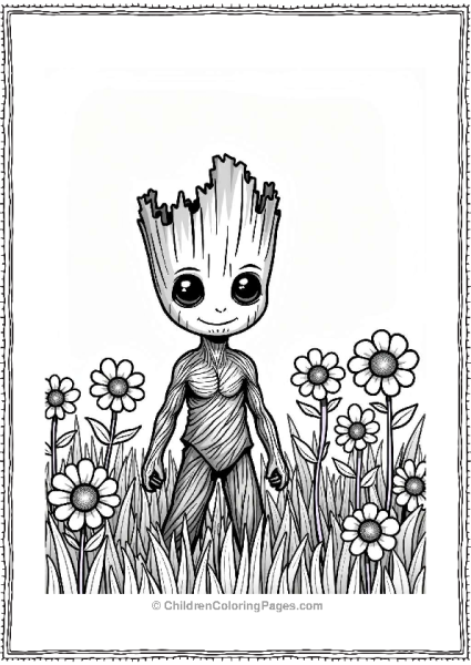 Groot In A Flower Field Free PDF Printable