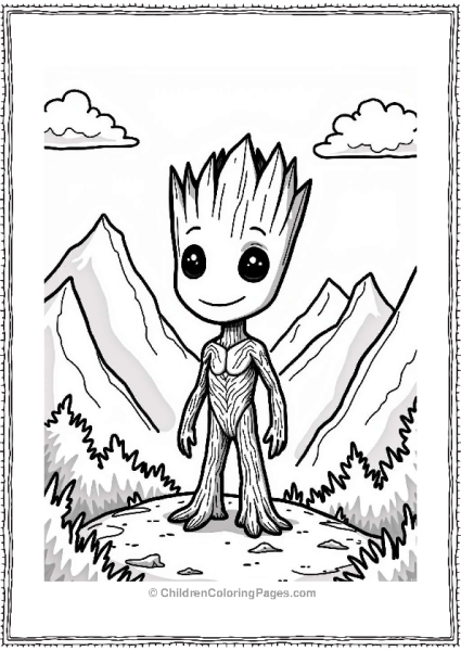 Groot In A Mountain Landscape Free PDF Printable