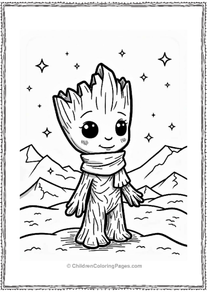 Groot In A Snowy Landscape Free PDF Printable