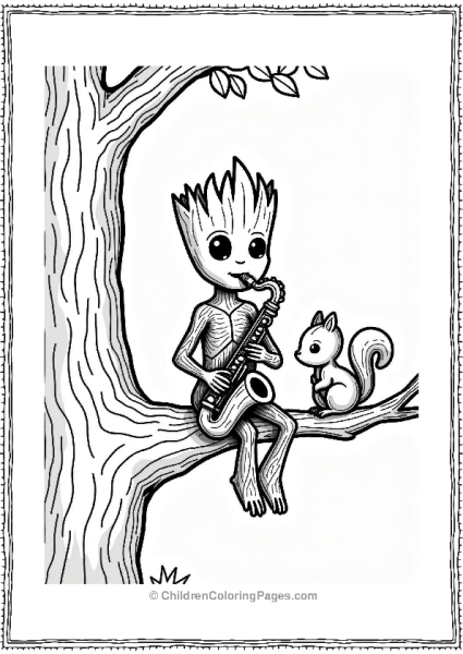 Groot Jamming With A Saxophone Free PDF Printable