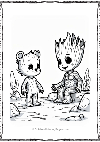 Groot Meets A Whimsical Creature Free PDF Printable