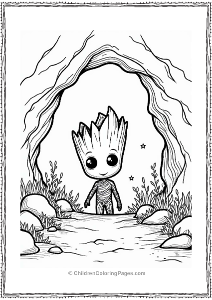 Groot Peeking Into A Cave Free PDF Printable