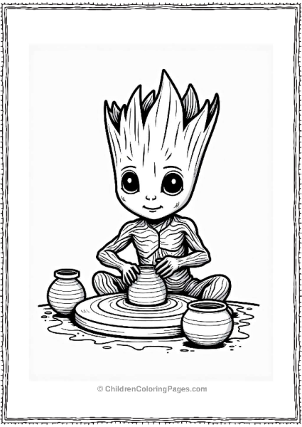 Groot Shaping Clay On A Pottery Wheel Free PDF Printable