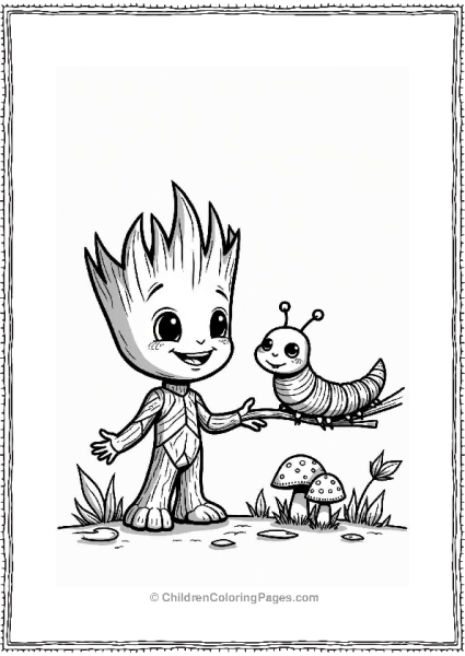 Groot Watching A Dancing Caterpillar Free PDF Printable