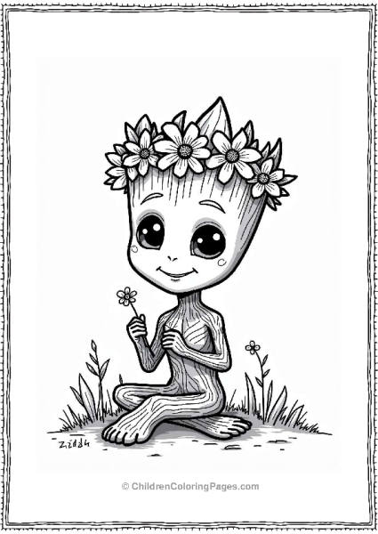 Groot Weaving A Flower Crown Free PDF Printable