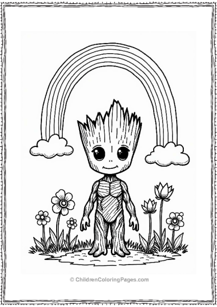 Groot With A Rainbow In His Garden Free PDF Printable