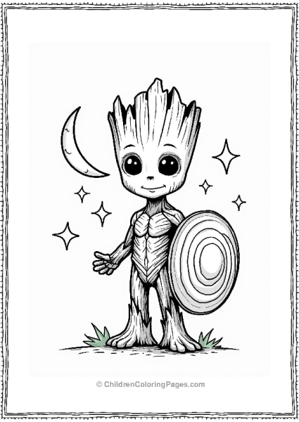 Groot With A Shield Under The Stars Free PDF Printable