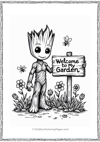 Groot With Garden Sign Free PDF Printable