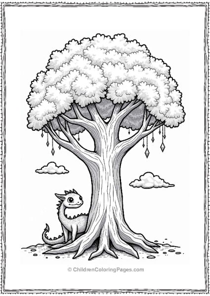 Guardian Tree With A Friendly Dragon Free PDF Printable