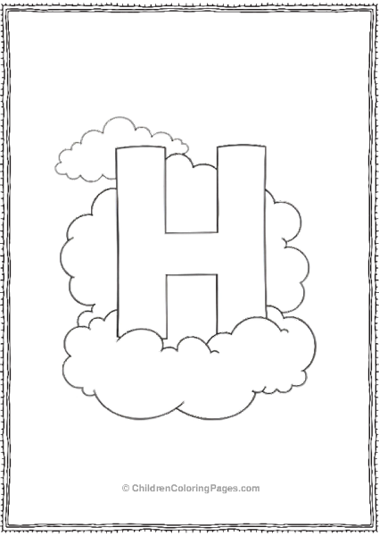 H In The Clouds A Bold Letter Free PDF Printable