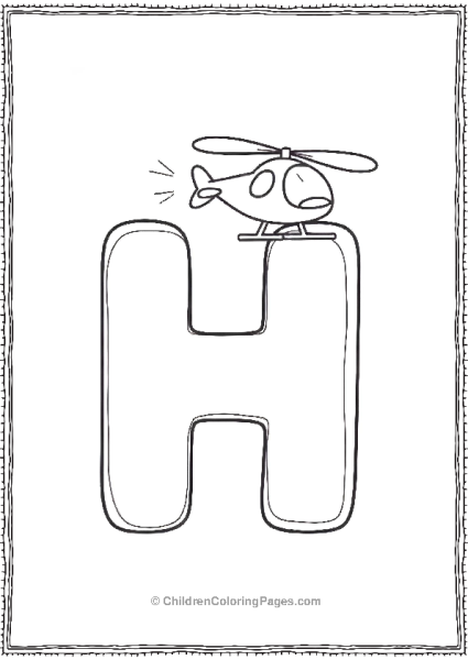 H With A Helicopter A Simple Cartoon Free PDF Printable