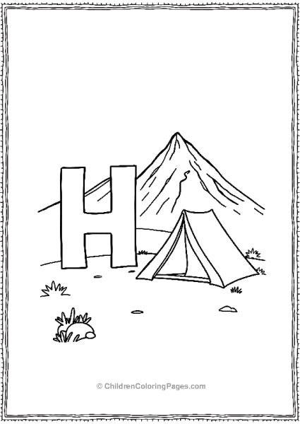 H With A Hiking Scene Free PDF Printable