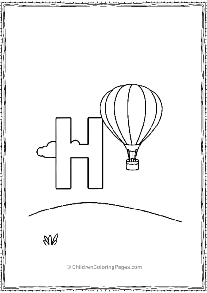 H With A Hot Air Balloon Free PDF Printable