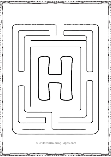 H With A Maze Background Free PDF Printable