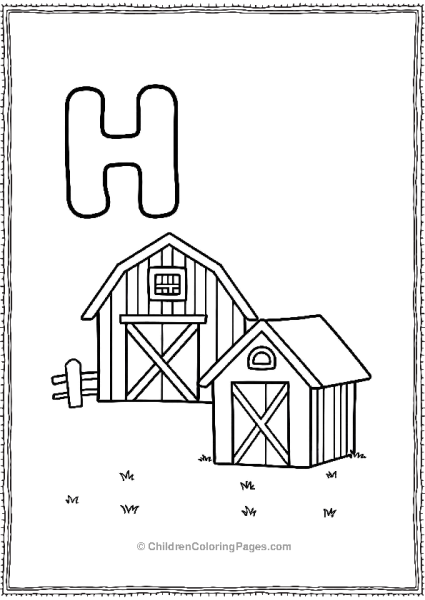 H With A Simple Farm Scene Free PDF Printable