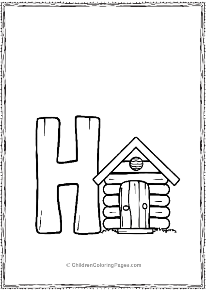 H With A Small Log Cabin And A Big H Beside It Free PDF Printable