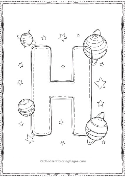 H With A Space Theme A Bold H Floating In Space Free PDF Printable